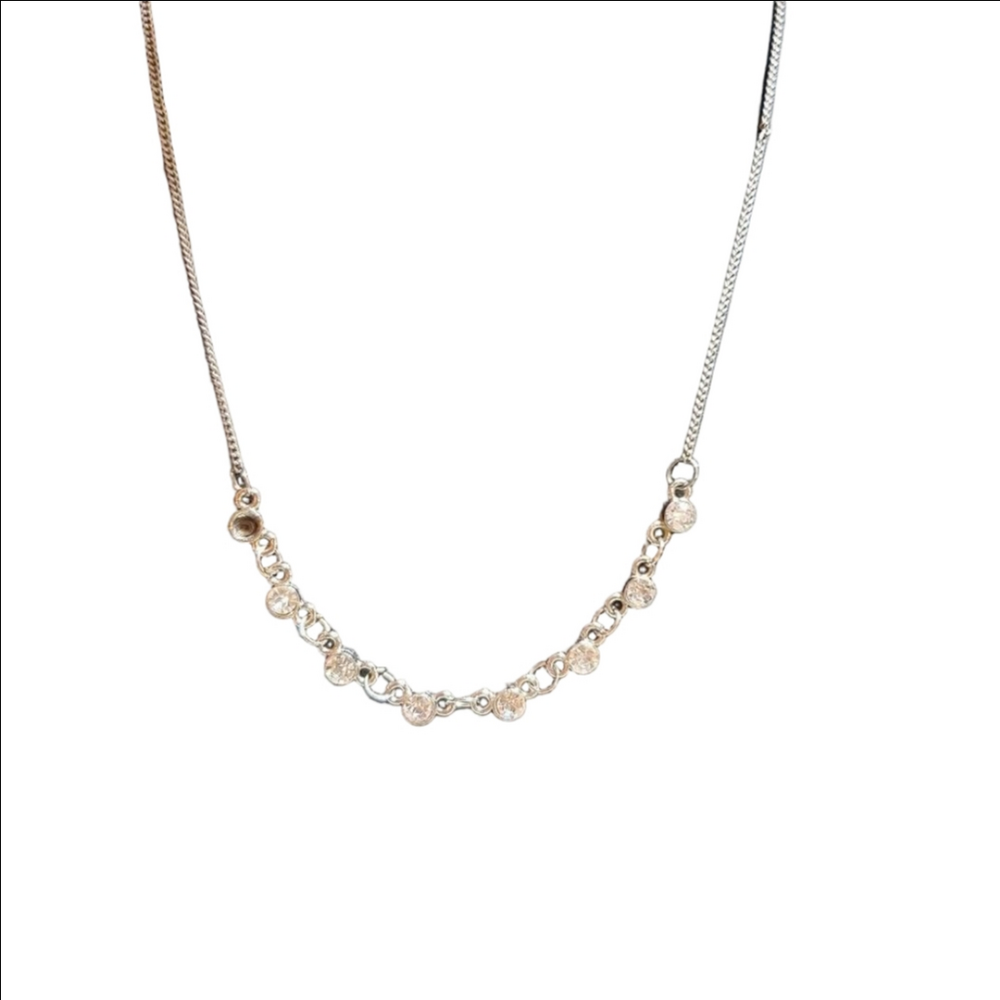 Silver Round Rhinestone Necklace